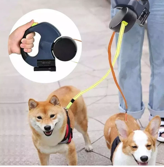 Dual Pet Leash Retractable Reflective by luvipets
