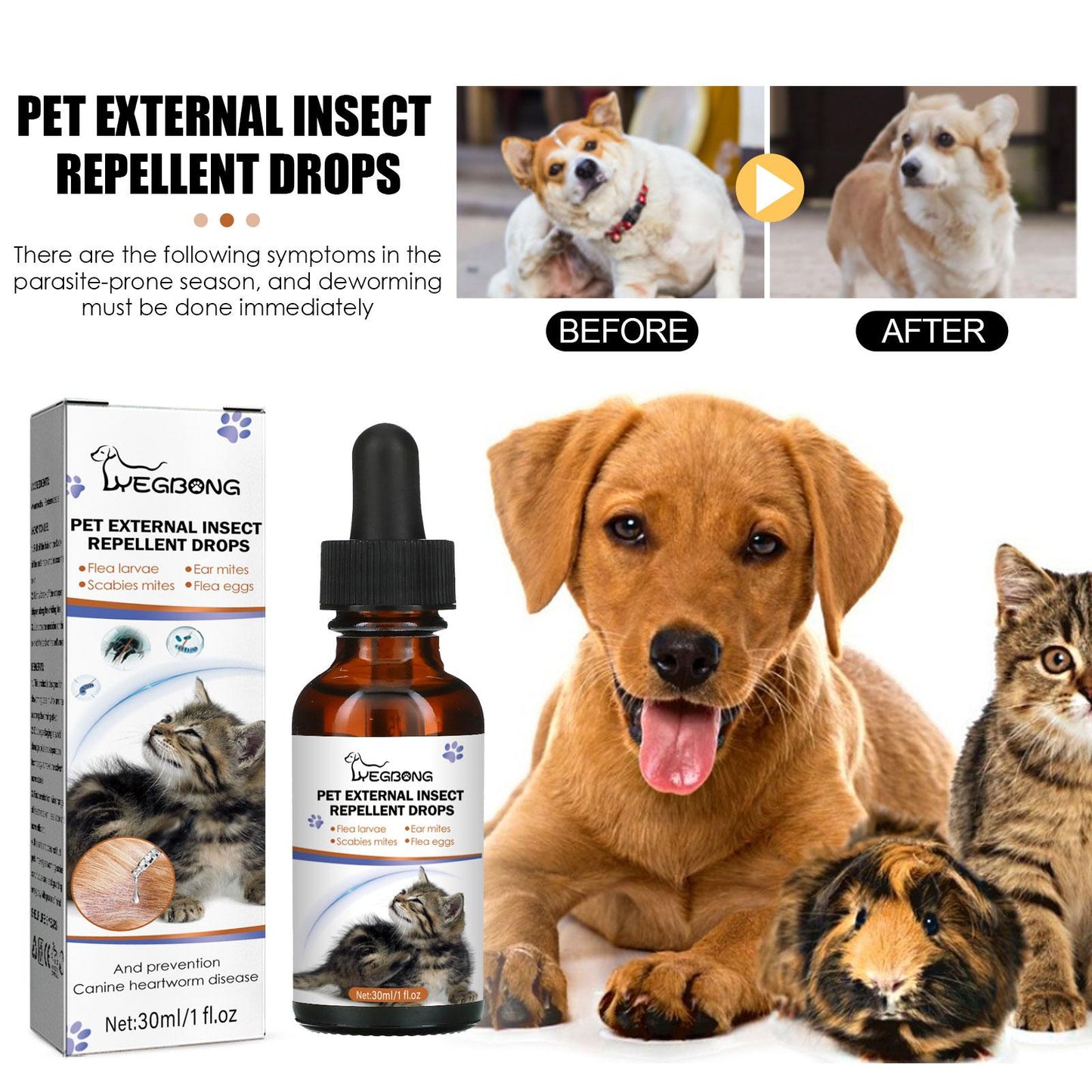 Pet External Deworming Drops For Cats And Dogs