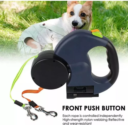 Dual Pet Leash Retractable Reflective by luvipets